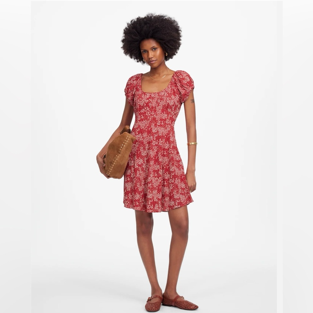 🆕 Madewell Ruched Scoopneck Mini Floral Dress